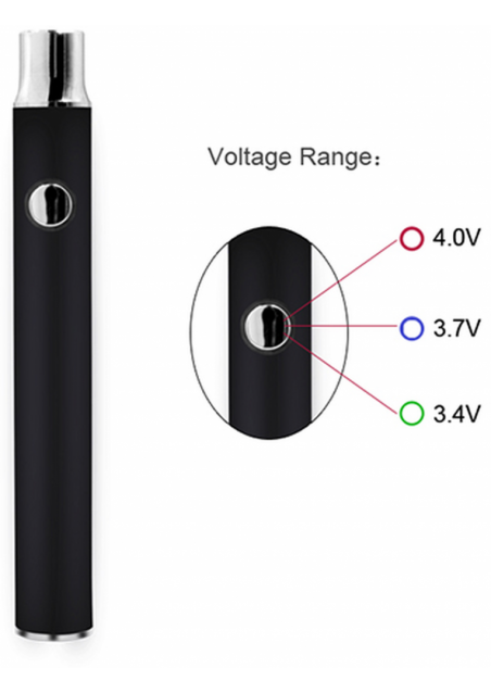 Vaporizing Battery for Cartridge-Atomizer - 1100 mAh with switch button 510 Threaded