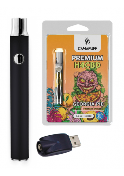 H4CBD Starter Kit - Atomizer + Battery - Georgia Pie - 0.5ml, 96% H4CBD - 250 Puffs - CanaPuff