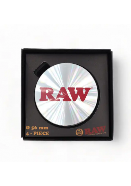 RAW - Grinder Alluminio Silver con Confezione Regalo, 56mm - 4 Parti - RAW