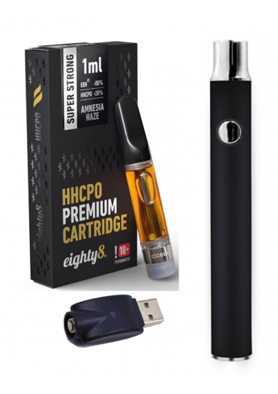 HHCPO Starter Kit - Atomizzatore + Batteria - Amnesia Premium 20% - 0.5ml, fino a 500 puffs - Canapuff
