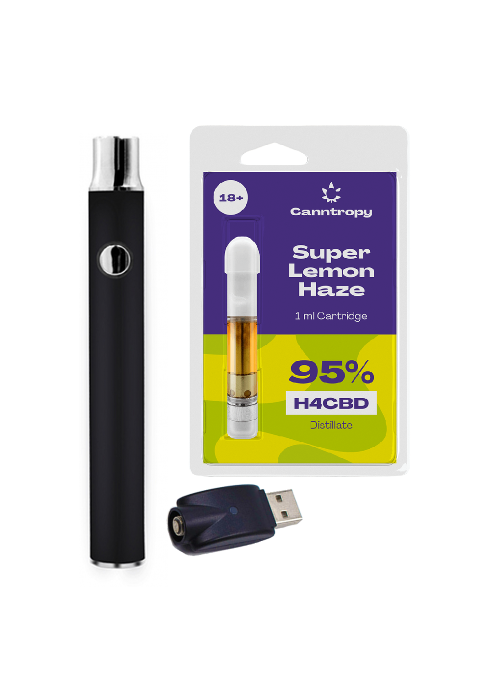 H4CBD Starter Kit - Atomizer + 1100 mAh Battery - Super Lemon Haze ...