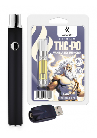 THC-PO Starter Kit - Atomizer + Battery - Vanilla Sky Euphoria 79% - 1ml, up to 500 puffs - Canapuff