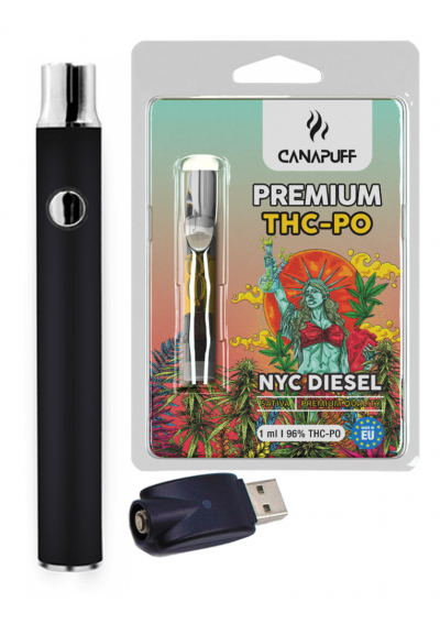 THC-PO Starter Kit - Atomizer + Battery - NYC Diesel 96% - 1ml, up to 500 puffs - Canapuff