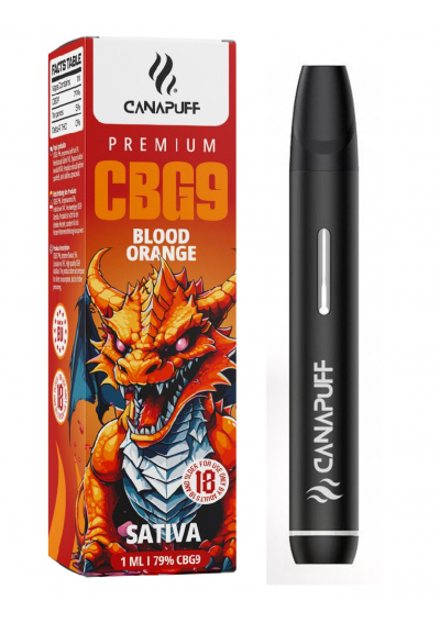 CBG-9 Vape Device 79% - Blood Orange, 1ml, Very Strong - Disposable, up to 500 puffs - Canapuff