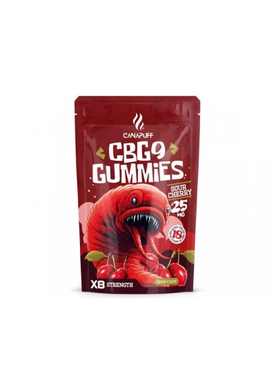 CBG-9 Gummies Sour Cherry, 5 pcs, 25mg CBG9, Strong - Canapuff