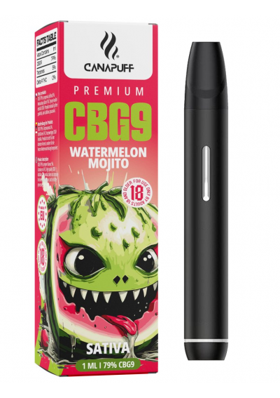 CBG-9 Vape Device 79% - Watermelon Mojito, 1ml, Very Strong - Disposable, up to 500 puffs - Canapuff