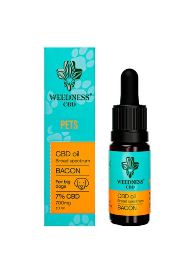 Olio CBD per Cani Taglia Grande, gusto Bacon - 7% CBD (10ml) - Weedness