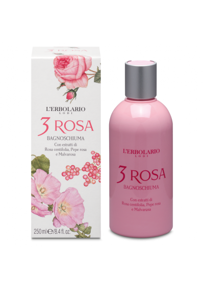 L'Erbolario 3 Rosa Bagnoschiuma con Estratti di Rosa - Bagnoschiuma, 250 mL - L'Erbolario